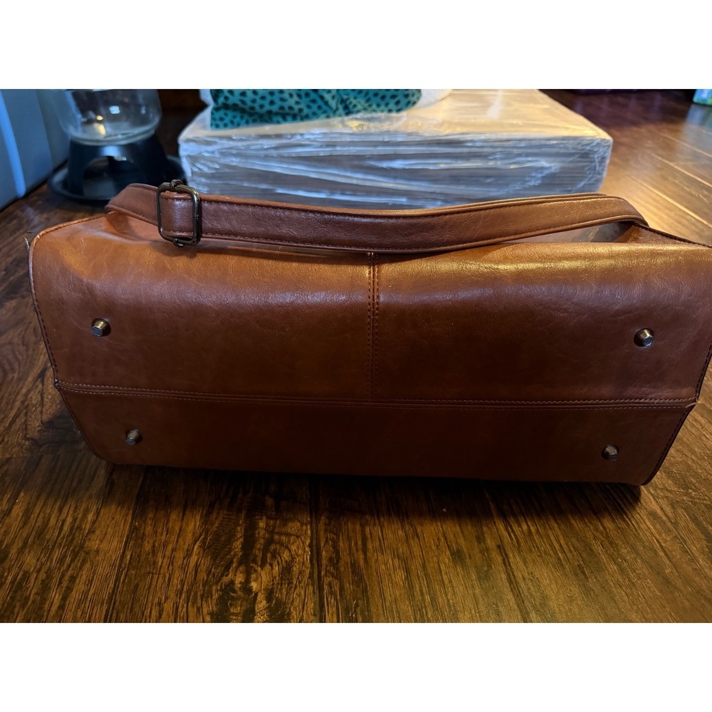 Lovevook Laptop Tote Bag Brown Vegan Leather Work Briefcase Crossbody Satchel - Picture 5 of 5